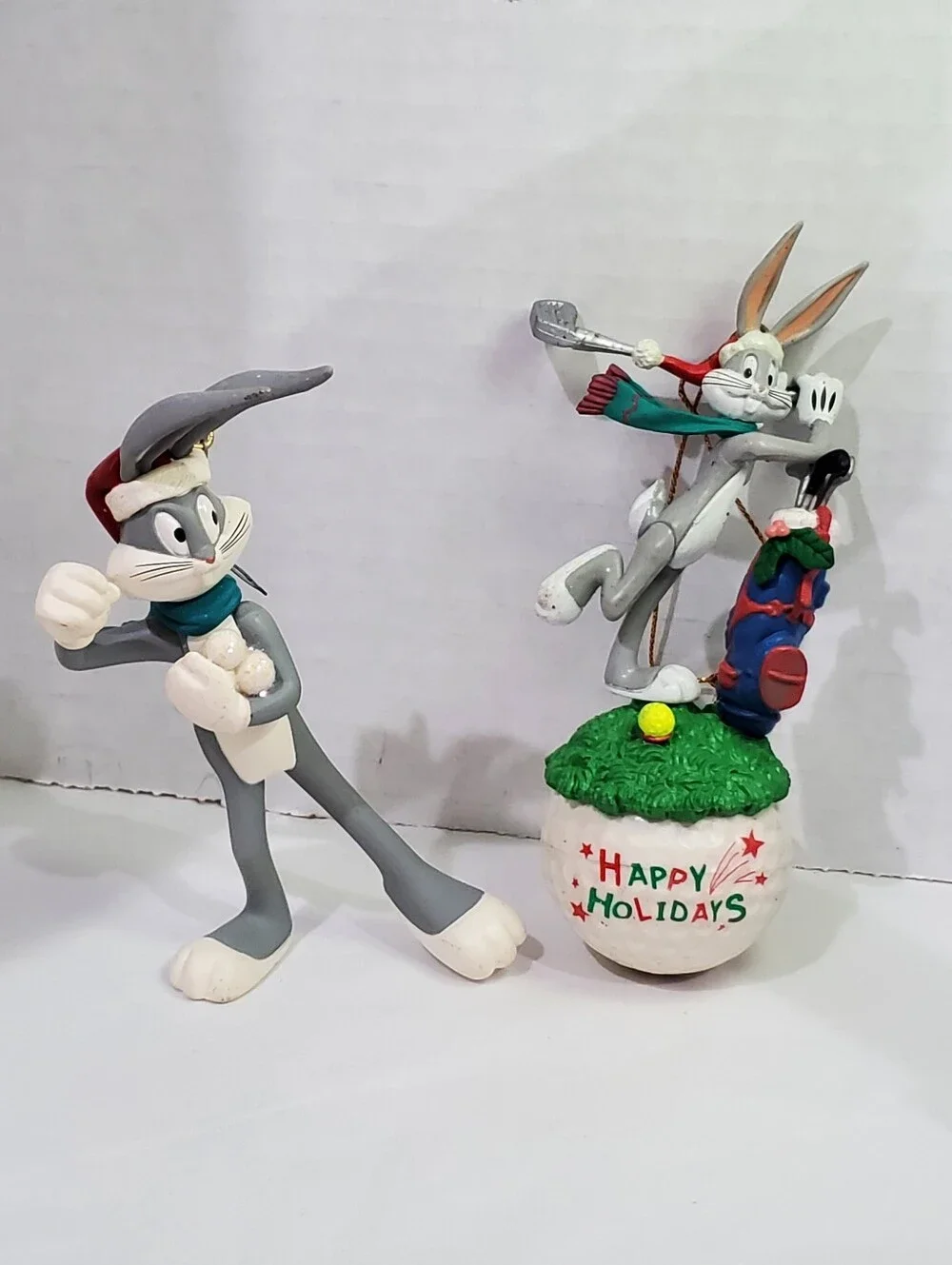 WARNER Bros Looney Tunes Bugs Bunny Ornaments Vintage 1995 & 1997 Golf Snowball